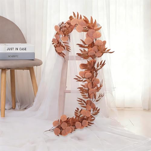 Artificial Silk Eucalyptus Vine Fall Garland with Willow Leaves 2P (Eucalyptus Leaf Orange)