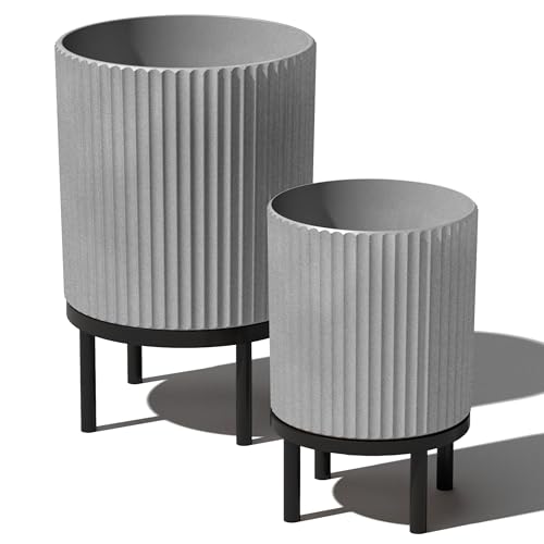 Demi Series Raised Duo Planters (Gray/Black / Bundle)