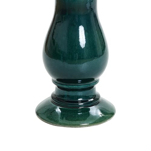 LuxenHome 22 Inch Ceramic Bird Bath for Outside (A Dark Green)