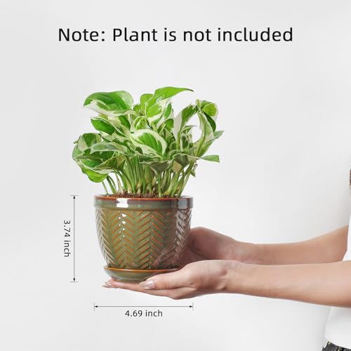 Sureasy Ceramic Plant Pots (Green / 4.7 inch)