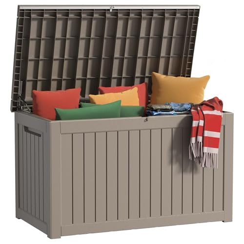 Deck Box 280 Gallon Large Outdoor Storage box (Grey / 280 Gallon)