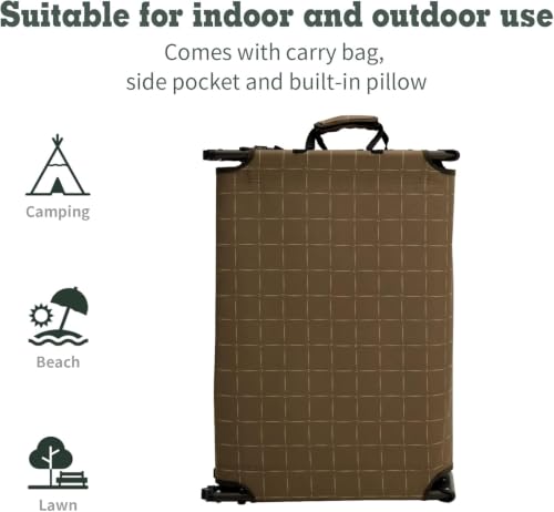 Portable Folding Camping Cot Lightweight (Khaki 76L x24.8W x 8.6H")