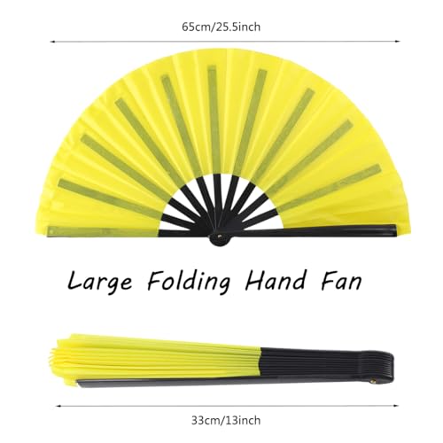 2 Pack Large Folding Hand Fan (yellow)