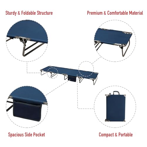Portable Folding Camping Cot Lightweight (Blue 76L x24.8W x 8.6H")
