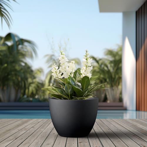 Black Concrete Planter 13" Tall All (Burnished Black / 17.3"Dia x 13"H)