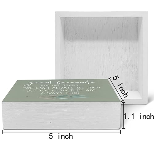 Good Friends Are Like Stars Wood Box Sign Desk Decor (GOOD-green / 5 x 5 inches)