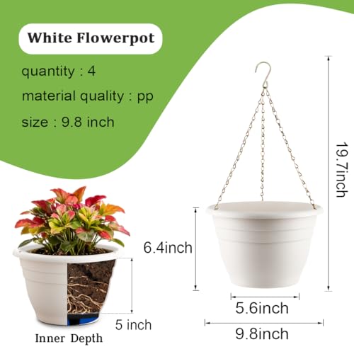 Hanging Planters 10 Inch (Classic White / 10 Inch-4P)