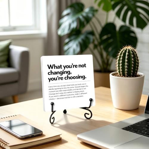 Motivational Quote for Home Office Book Shelf Table Decor 6.3x6.3 Inch 08 (Multicolor 1707 / Wooden sign with iron frame（6.3 x 6.3 inches）)
