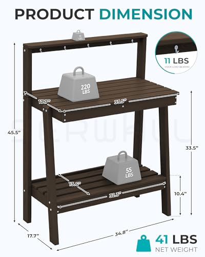 3 Tier Outdoor Potting Bench with Storage (Coffee / Sleek)
