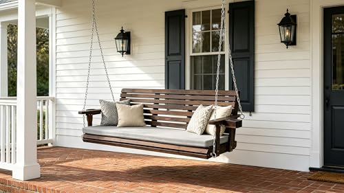 Wooden Porch Swing (Deep Brown / 5.5 FT Extra Large)