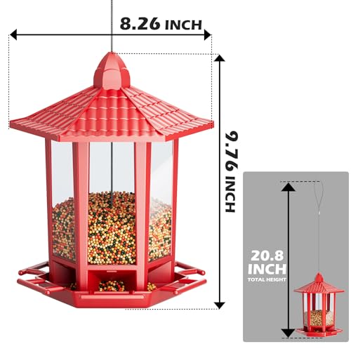 2 Pack Bird Feeders for Outdoor Hanging (Red / 2 PACK)