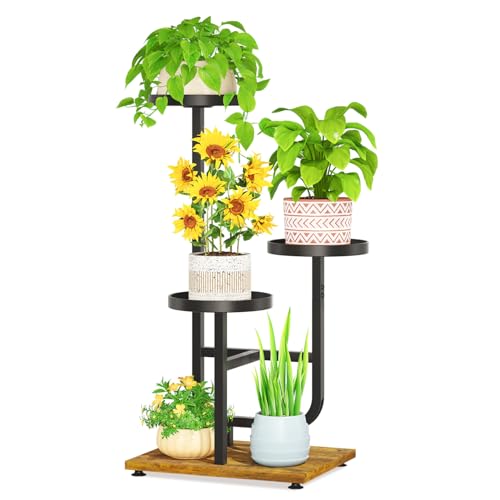 Plant Stand Shelf Tall for Indoor Corner (Classic Black / 3 Tier)