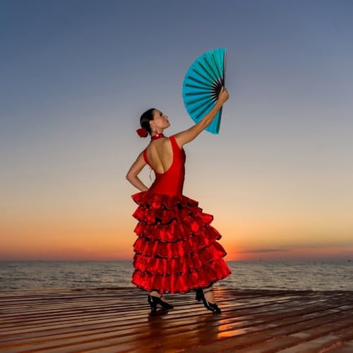Large Folding Hand Fan for Line Dance (Green)