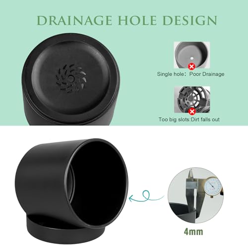 7/6.5/6/5/4 inch Plant Pots for Small Indoor Outdoor Plants, 5 Pack Cylinder Flower Pots with Drainage Holes and Saucers, Plastic Planters for Garden Succulent House Plants, Black (5 Count)