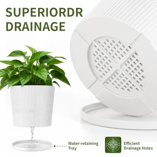 3 Pack Plant Pots Indoor (White / 4.8''+5.5''+6'')