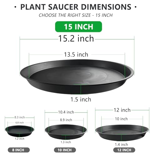6 Pack 15 Inch Black Plant Saucers (Black / 15-inch (6 pack) Black)