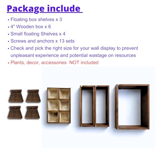 LaLaGreen Wooden Floating Shelves (13-pc set)