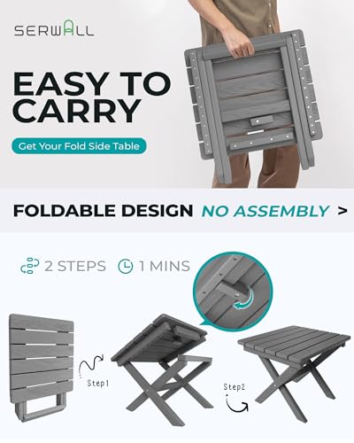 Small Folding Outdoor Side Table Set of 4 (Grey / Foldable 4-pack)