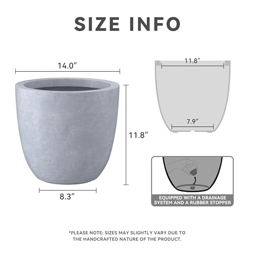 Blue Gray Concrete Planter 14" Dia All