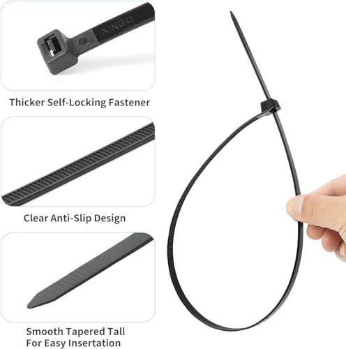 12 Inch Black Large Zip Ties Heavy Duty 500 Pack (500 Count)