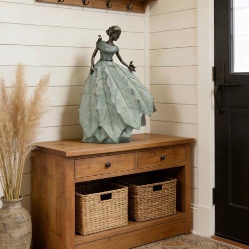 Fairy Garden Statue Maiden Home Decor 14.5 Inch Table Decoration (Green-14.5 Inch)