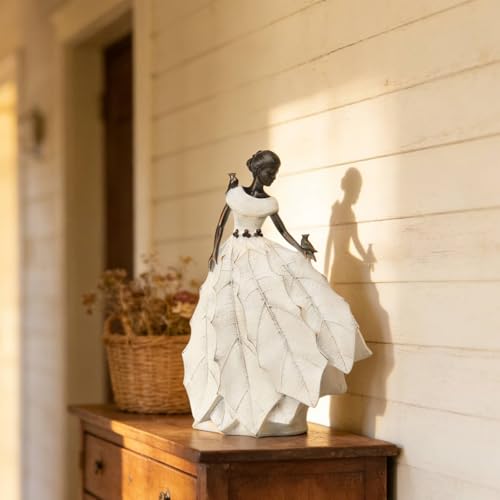 Fairy Garden Statue Maiden Home Decoration 14.5 Inch Table Decor (White-14.5 Inch)