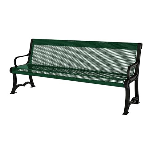 Bench, Green, Punched, 4Ft, with Back, Portable