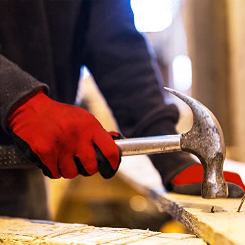 Nitrile Coated Work Gloves for Men & Women (Red / X-Large)