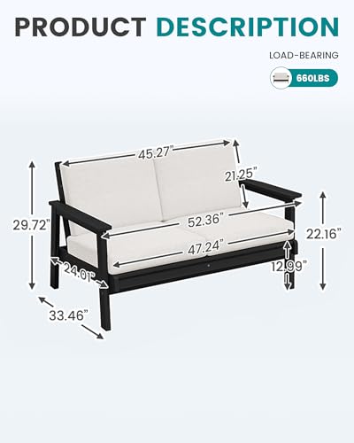 HDPE Outdoor Loveseat (Black/Khaki)