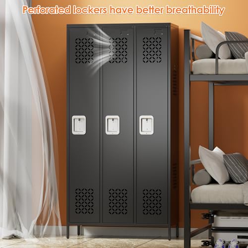 3 Door Metal Employee Lockers (Black / N-6 Doors)