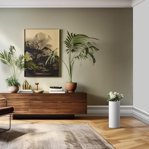 Small Round Column White Concrete Planter 18.9" Tall (White / 18.9“h)