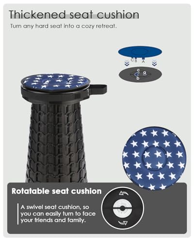 18 in Collapsible Stool with Cushion (Black)