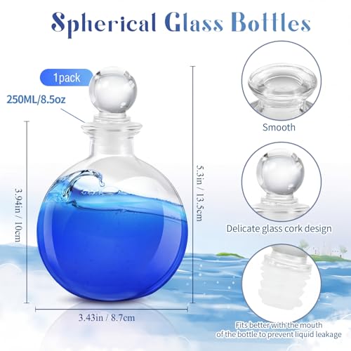 1 Pcs 8.5 oz Glass Potion Bottles with Cork (Stylish)