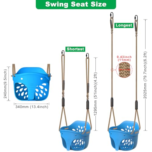 Blue High Back Full Bucket Toddler Swing Seat w (Blue Bucket Swing)