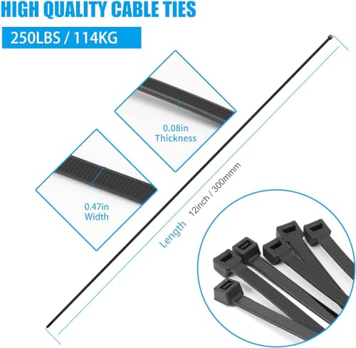 12 inch Purple Zip Ties Heavy Duty 100 PCS (100 Count)