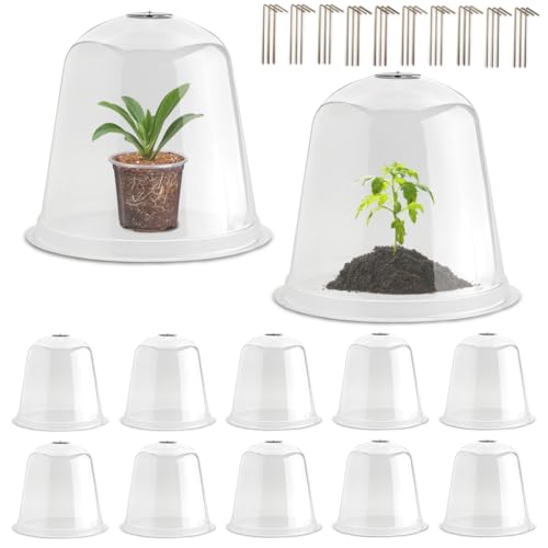 13 Inch Humidity Domes Garden Cloches for Plant Protection (13" D × 12" H 10P)