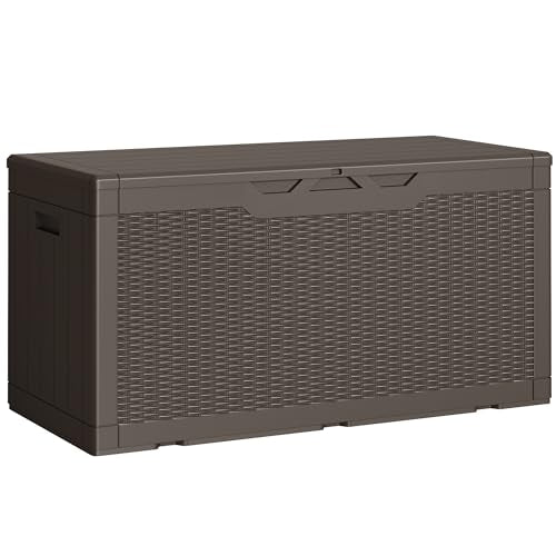 Outdoor Storage Box 100 Gallon Storage Bin with Lid for Patio Furniture (Dark Brown / 100 Gallon)
