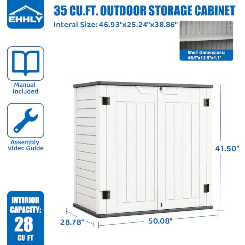 35 Cuft Outdoor Storage Shed with 2 Shelves (White / 35 Cuft/2 Shelves)