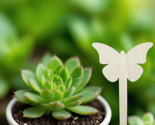 100 Pcs Wood Plant Labels (Butterfly)
