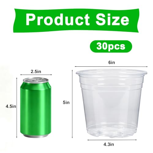 30 Pack 6 Inch Clear Nursery Pots with Drainage Holes (6Inch-30Pack)