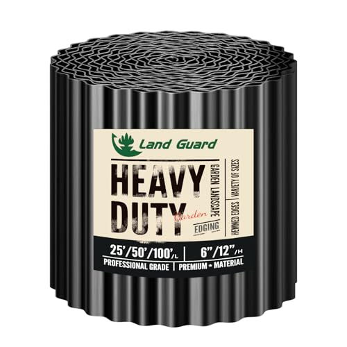 Corrugated Garden Edging Border (Glossy Black / 12 Inch×25 Ft)
