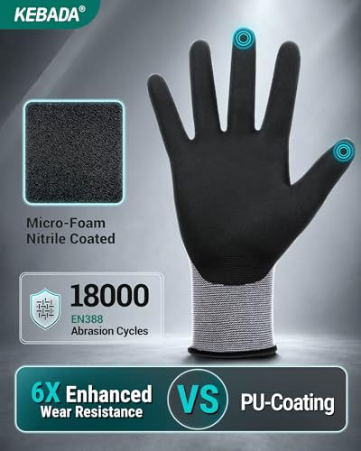 W2 Touchscreen Safety Work Gloves for Men & Women (Storm Grey (6 Pairs) / X-Small)