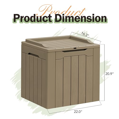 31 Gallon Resin Deck Box All Weather Outdoor Storage Boxes for Patio Furniture Set (Light Coffee / 31 Gallon)