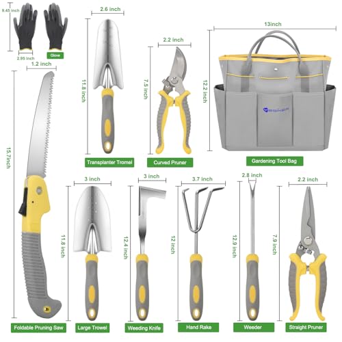 Gardening Tools 10 (10PCS Yellow Gray)
