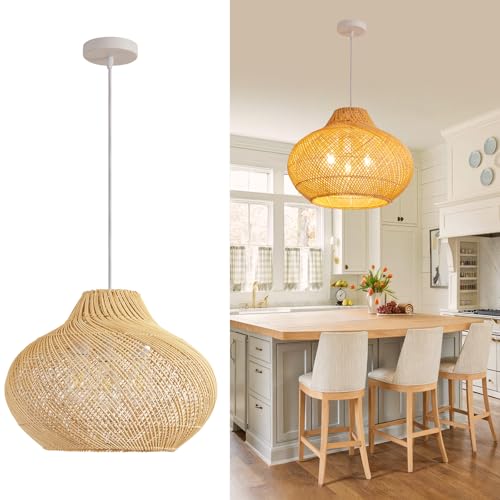 18.9" Rattan Pendant Light (Metal+Rattan / 18.9" 3-Light)
