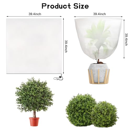 6 Pcs 39 x 39 in Winter Plant Covers Freeze Protection with Drawstring