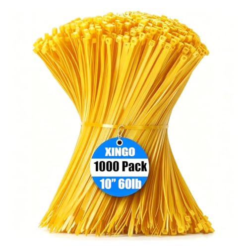 1000 PCS Yellow Zip Ties 10 Inch (10 Inch(60 lbs, 1000 pcs) / Yellow)