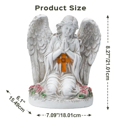 Solar Angel Garden Statues with Cross and 6 LED Lights (Angel)