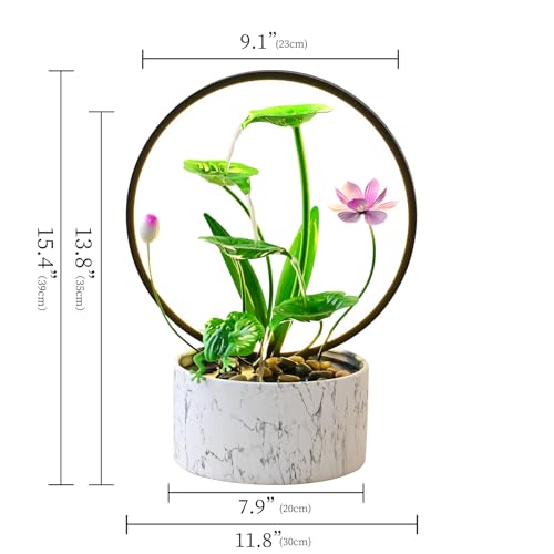 15 Inch Green LED Metal Tabletop Water Fountain (Green)