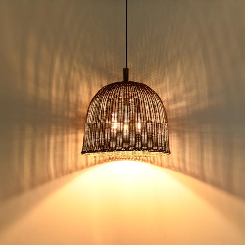 17.7" Rattan Pendant Light (Dark Brown Rattan / 17.7" 3-Light)
